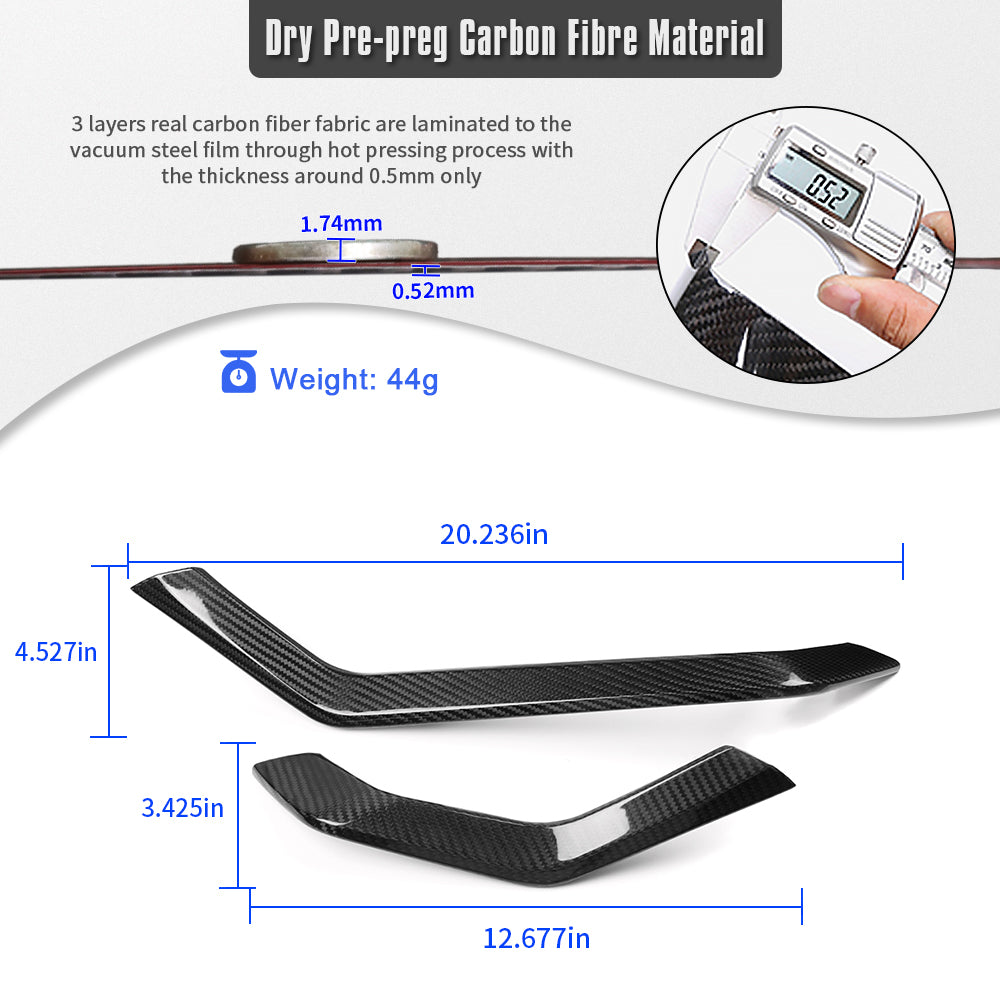 Dry Carbon Fiber Dashboard HUD Surround Panel Trim For Corvette C8 ZR1 Z06 Stingray Convertible Coupe 2026+ 2PCS Speedometer Back Bezel