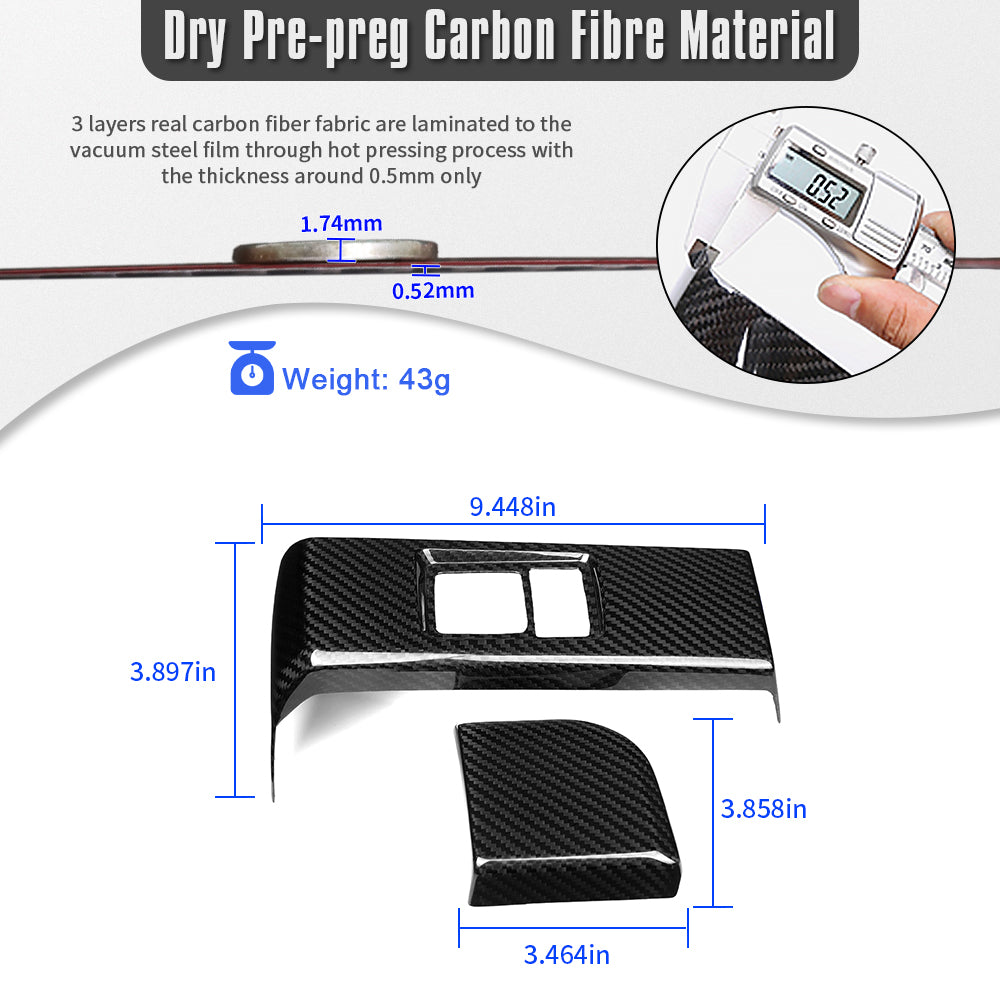 Dry Carbon Fiber Instrument Panel Lower Button Cover Trim for Toyota GR Yaris 2025 2026