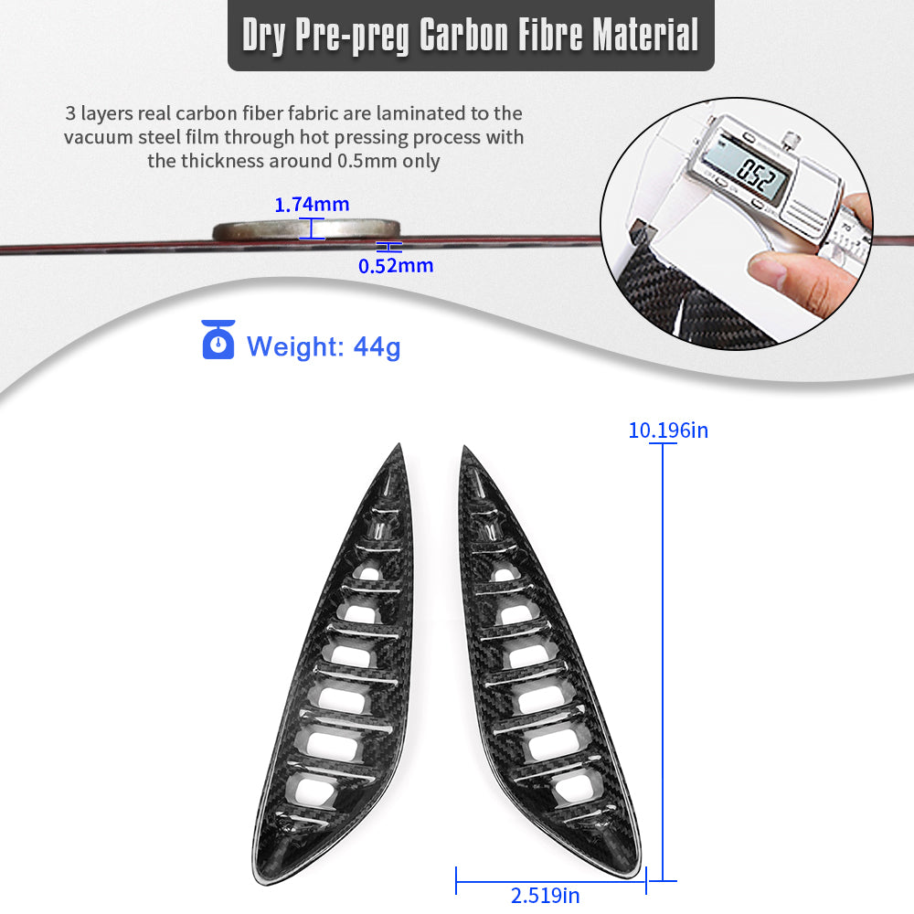 Real Dry Carbon Fiber Front Bumper Side Vent Trim for Lexus LC LC500 LC500h 2018 2019 2020-2026