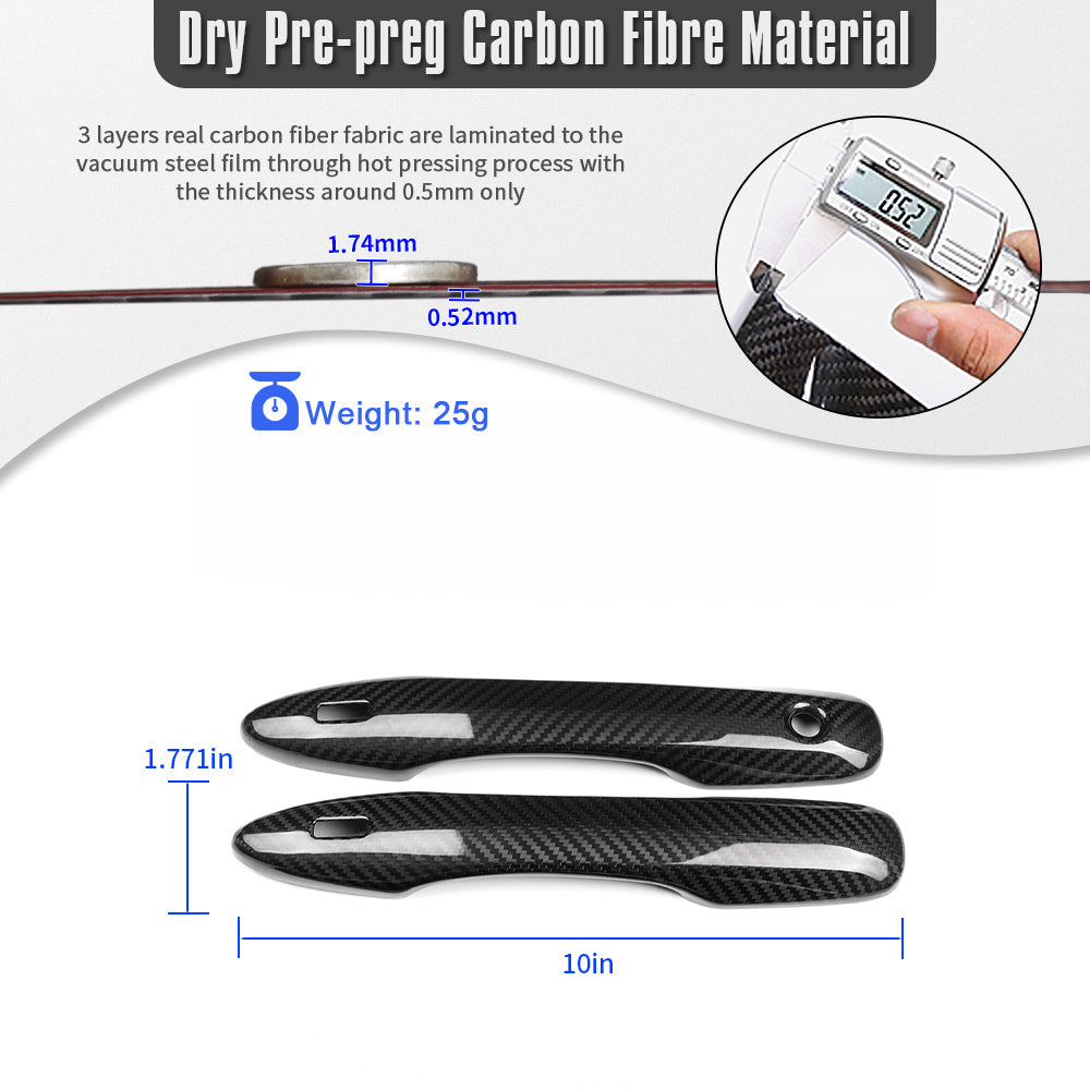 Dry Carbon Fiber Exterior Door Handle Cover For Toyota GR Yaris GR Corolla Camry 2025 2026, Outer Door Handles Trim