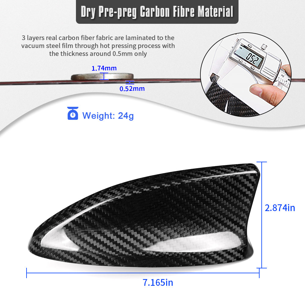 Dry Carbon Fiber Antenna Cover Cap For Honda Civic Type R Performance FL5 2023 2024 2025 2026, Car Roof Shark Fin Trim