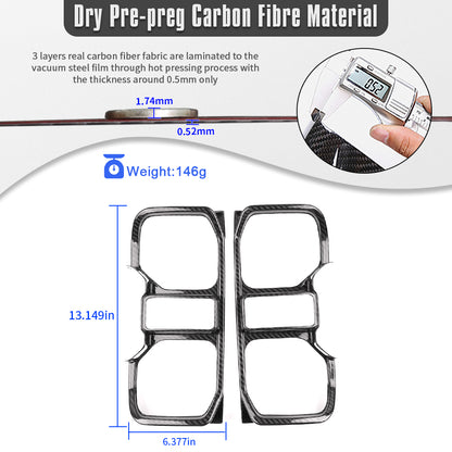 Dry Carbon Fiber Tail Light Lamp Cover Trim For Ford Bronco Raptor 2021-2025, Rear Brake Light Overlays
