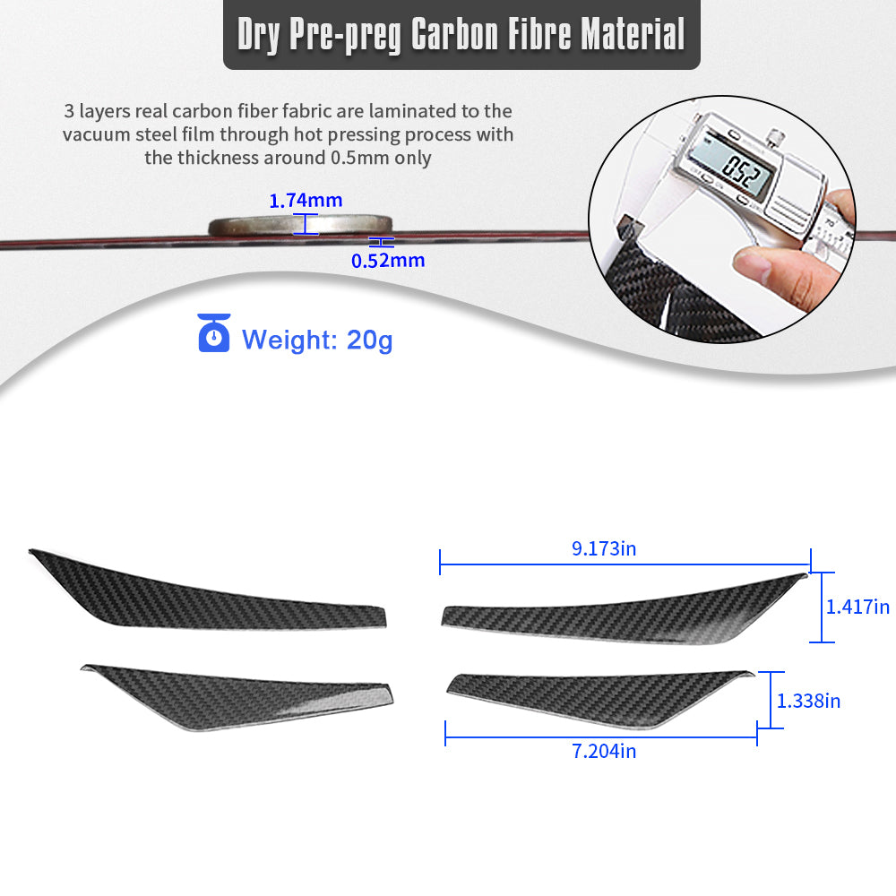 Real Dry Carbon Fiber Front Bumper Canards Trim for Lexus LC500 LC500h 2018-2026 Front Side Aero Fins Cover