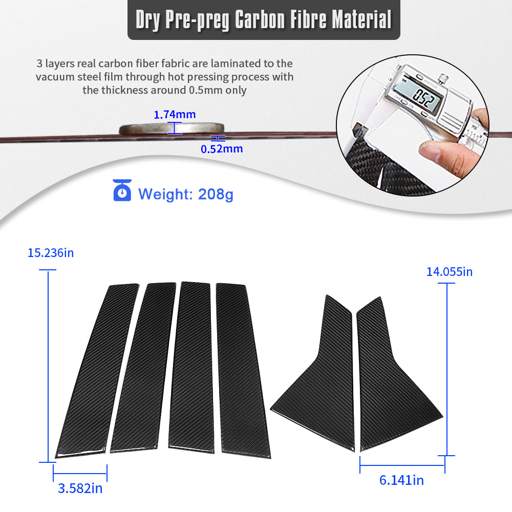 Dry Carbon Fiber Window Pillar Applique Panel Trim for Honda Civic Type R FL5 2023-2026