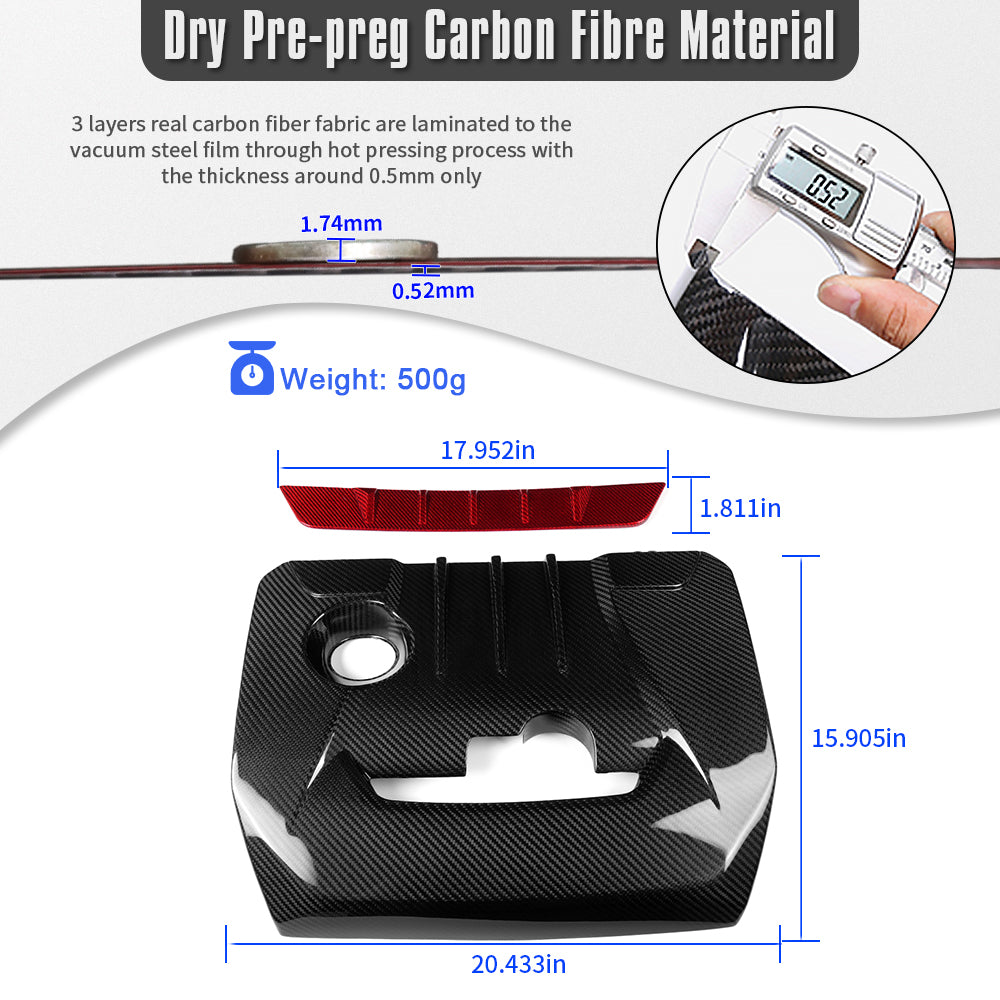 Dry Carbon Fiber Engine Cover Trim For Toyota GR Yaris Corolla 2025 2026, Replacement Front Hood