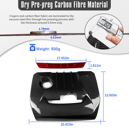 Dry Carbon Fiber Engine Cover Trim For Toyota GR Yaris Corolla 2025 2026, Replacement Front Hood