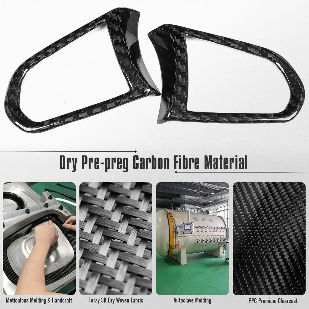 Real Carbon Fiber Steering Wheel Button Cover Trim For Lotus Emira I4 V6 2022 2023 2024 2025