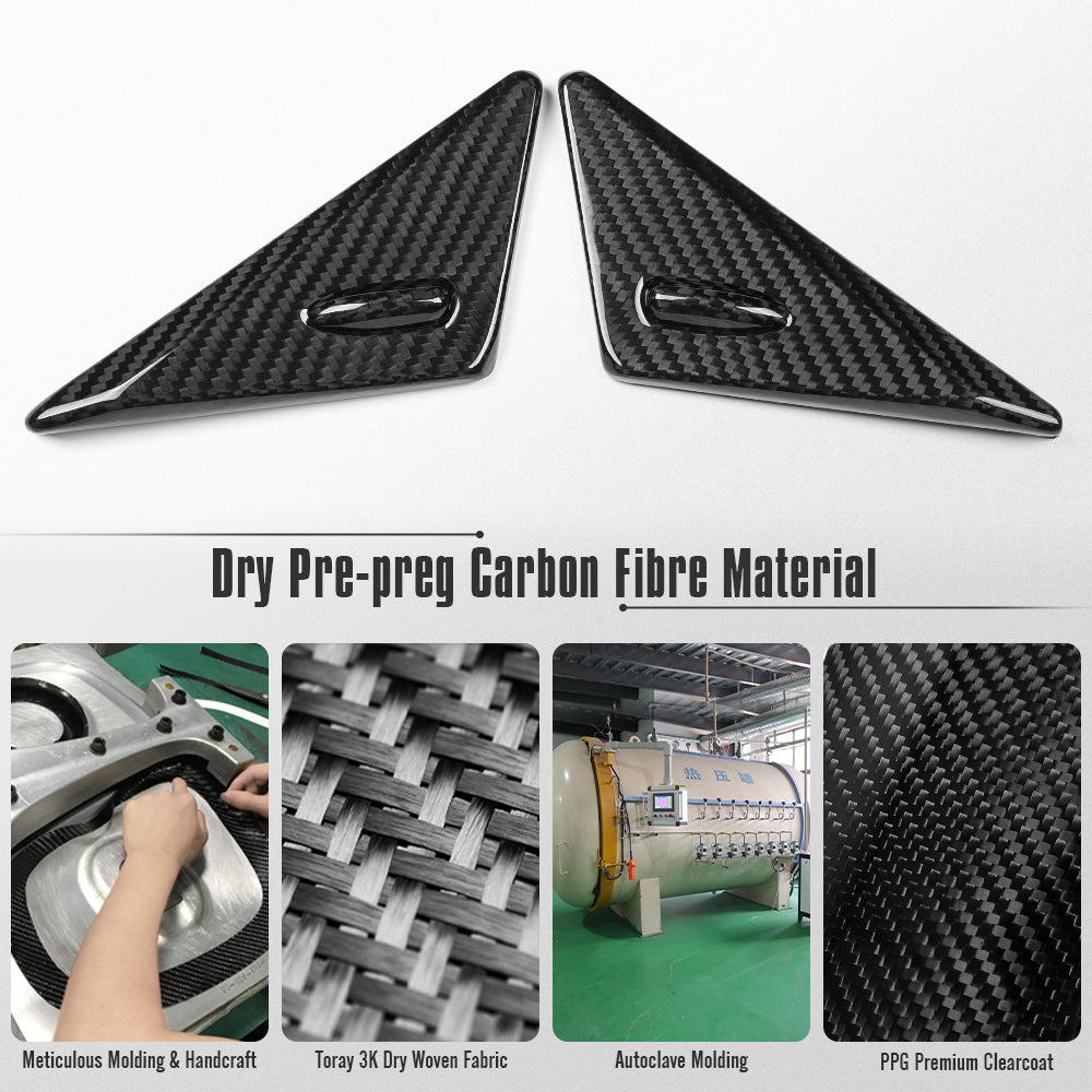 Real Dry Carbon Fiber Front Window Triangle Cover Trim For Lexus LC LC500 LC500h 2018 2019 2020-2026