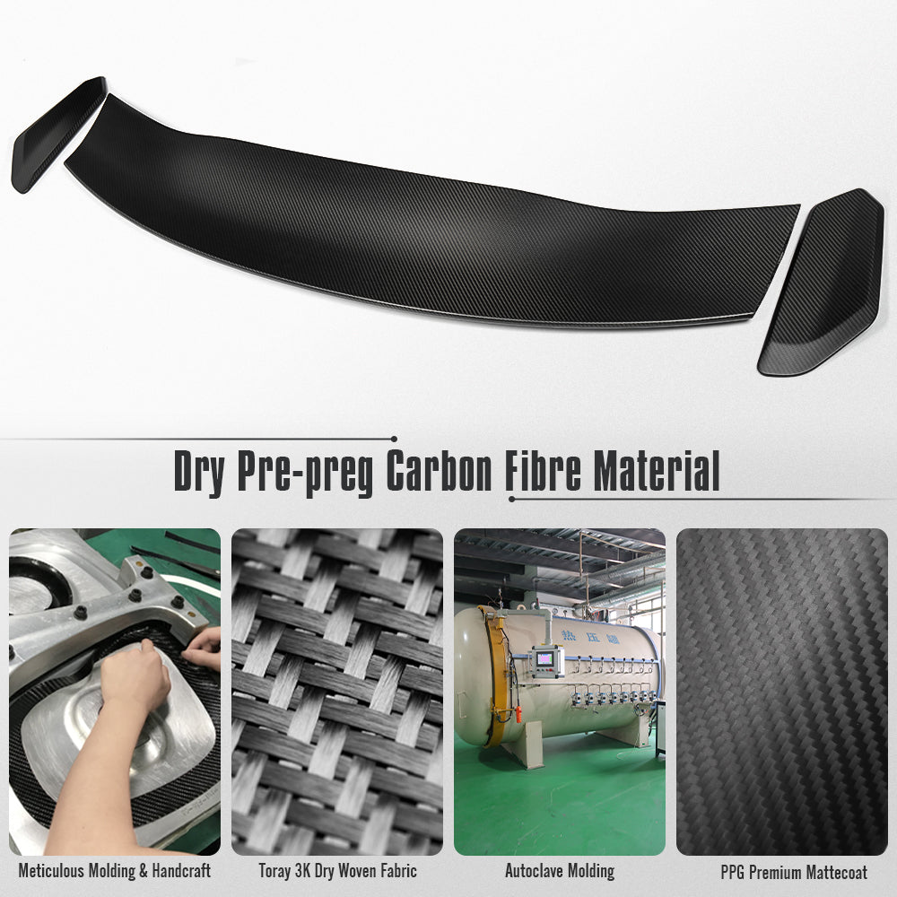 Dry Carbon Fiber Add-on Style Tailgate Spoiler for Ford Mustang S550 S650 Dark Horse GT 2015-Up Rear Trunk Spoiler