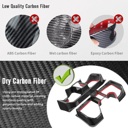 Dry Carbon Fiber Tail Light Lamp Cover Trim For Ford Bronco Raptor 2021-2025, Rear Brake Light Overlays