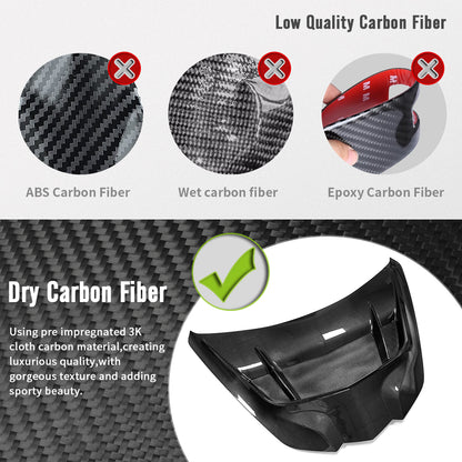 ZR1 Style Dry Carbon Fiber Front Engine Hood Cover For Corvette C8 Stingray Z06 ZR1 2020-2025, Replacement