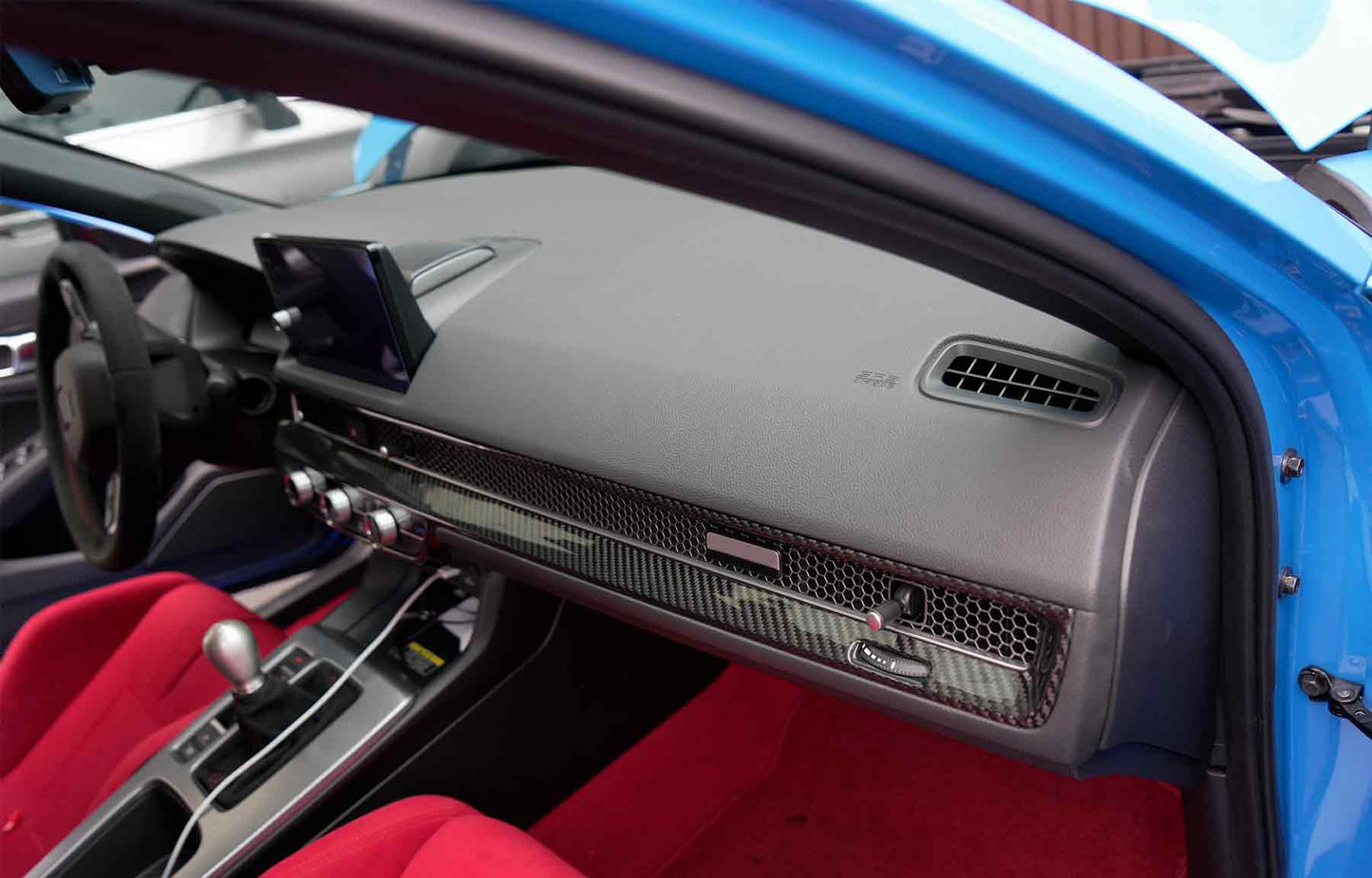 Dry Carbon Fiber Dashboard Air Vent Outlet Honeycomb Panel Trim for Honda Civic Type R 2023 2024 2025 2026