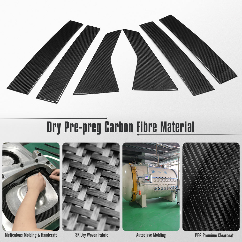 Dry Carbon Fiber Window Pillar Applique Panel Trim for Honda Civic Type R FL5 2023-2026