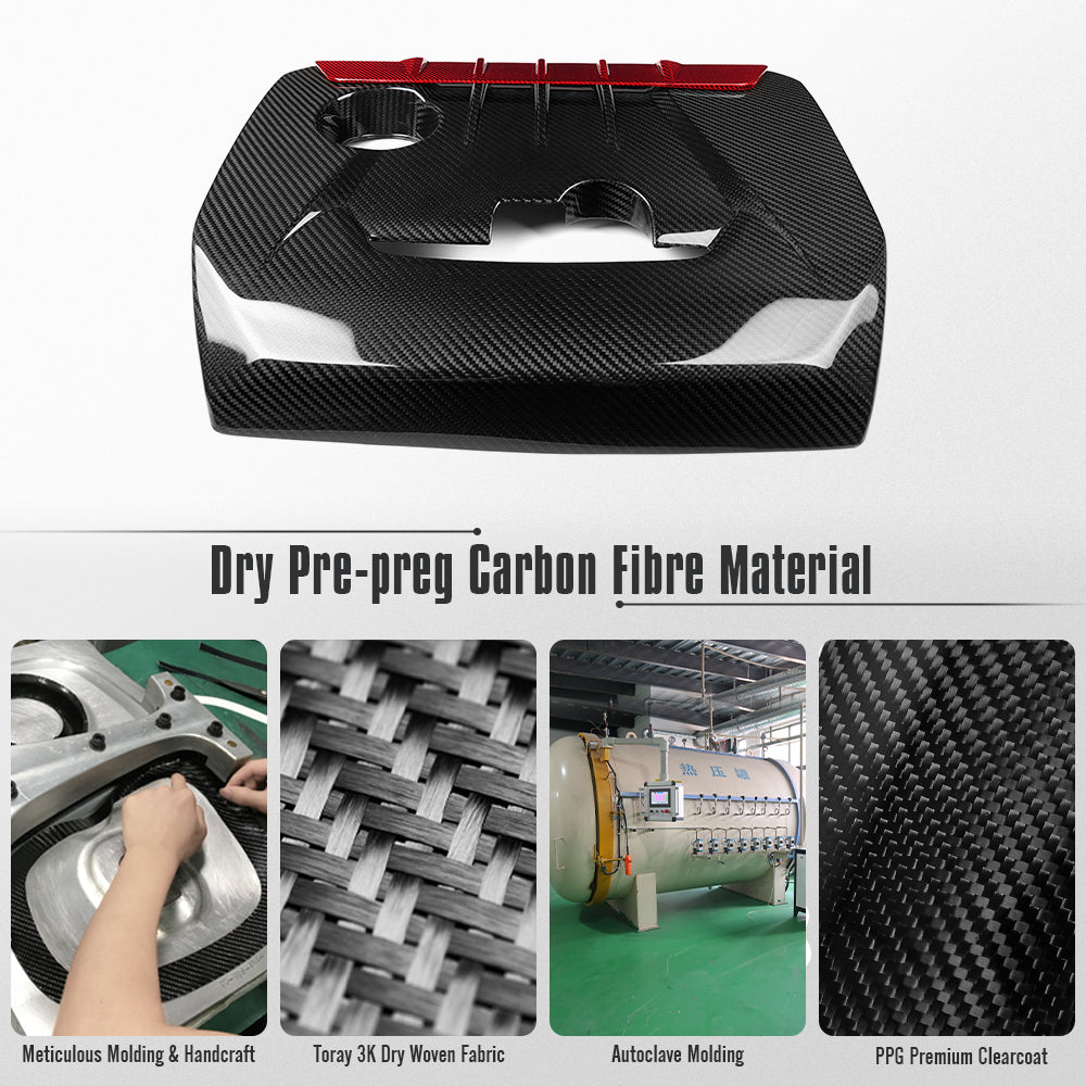 Dry Carbon Fiber Engine Cover Trim For Toyota GR Yaris Corolla 2025 2026, Replacement Front Hood