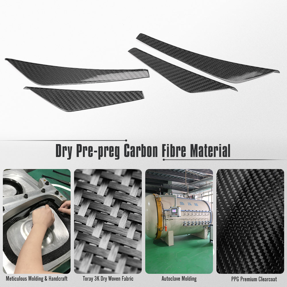 Real Dry Carbon Fiber Front Bumper Canards Trim for Lexus LC500 LC500h 2018-2026 Front Side Aero Fins Cover