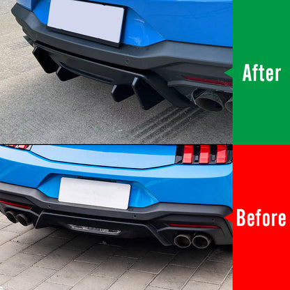 For Mustang S650 GT EcoBoost Rear Bumper Diffuser ABS Glossy Black Carbon Fiber Look