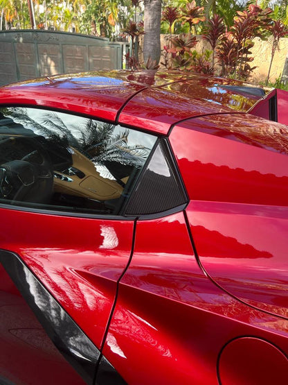 For Corvette C8 Z06 Z51 Stingray Coupe Convertible 2020-2024 Car Rear Side Window Louvers Air Vent Cover Trim Carbon Fiber
