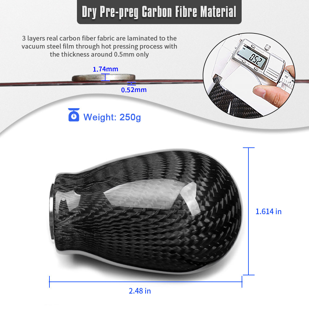 Real Dry Carbon Fiber Gear Shift Knob Cover Trim for Honda Civic Type R FL5 Hatchback CTR 2023-2026
