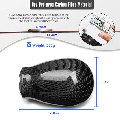 Real Dry Carbon Fiber Gear Shift Knob Cover Trim for Honda Civic Type R FL5 Hatchback CTR 2023-2026