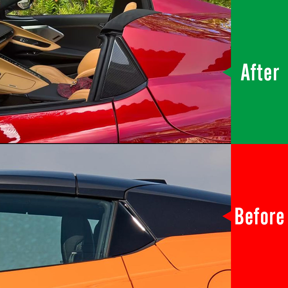 For Corvette C8 Z06 Z51 Stingray Coupe Convertible 2020-2024 Car Rear Side Window Louvers Air Vent Cover Trim Carbon Fiber