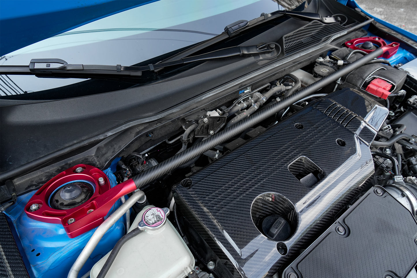 Dry Carbon Fiber Engine Bay Strut Tower Bar for Civic Type R FL5 2023-2026 Strut Tower Brace