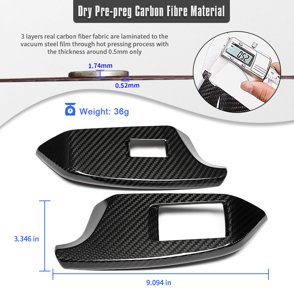 Dry Carbon Fiber Window Lift Switch Button Cover Trim For Toyota GR Yaris RS RZ Morizo 2025 2026, Inner Door Window Decor
