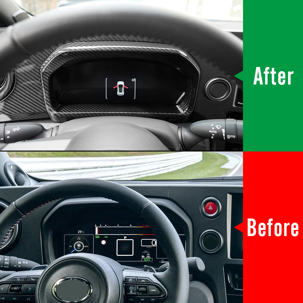 Dry Carbon Fiber Dash Instrument Surround Frame Cover For Toyota GR Yaris RS RZ Performance 2025 2026, Center Console Trim
