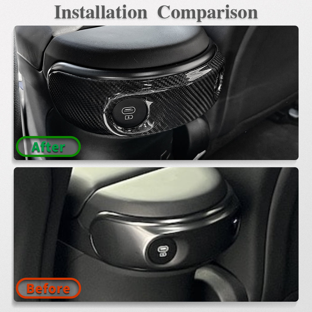 True Carbon Fiber Rear Seat USB Charge Cover Trim For Hyundai Ioniq 5 N 2023 2024 2025