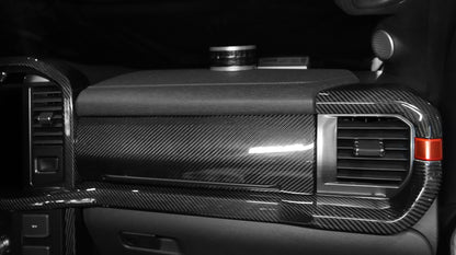 Dry Carbon Fiber Passage Side Glove Box Cover Trim for Ford F150 Raptor Lariat F-250 F-350 2021-2024 Dashboard Glove Compartment Cover