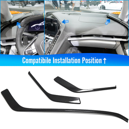 For Chevrolet Chevy Corvette C8 Stingray Coupe Z06 2020-2024 Interior Center Conole Dashboard Strip Trim Carbon Fiber Accessories