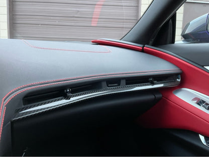 For Chevrolet Corvette C8 Stingray Convertible Coupe Z51 Z06 2020-2023 Red Air Condition Outlet Vent Strip Trim Real Carbon Fiber