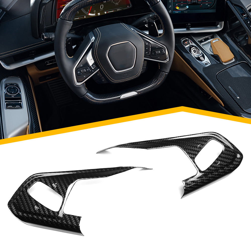 For Chevrolet Corvette C8 Stingray Convertible Coupe Z51 Z06 2024+ Facelift Steering Wheel Cover Trim Dry Carbon Fiber Accessories