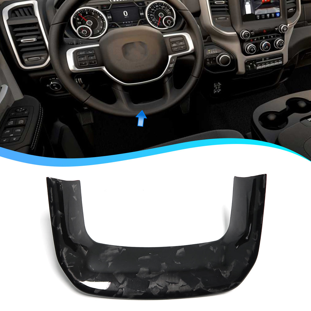 Real Carbon Fiber Steering Wheel Trim U Shape Cover For Dodge Ram TRX Laramie Tradesman BigHorn Rebel Longhorn Limited 2019+