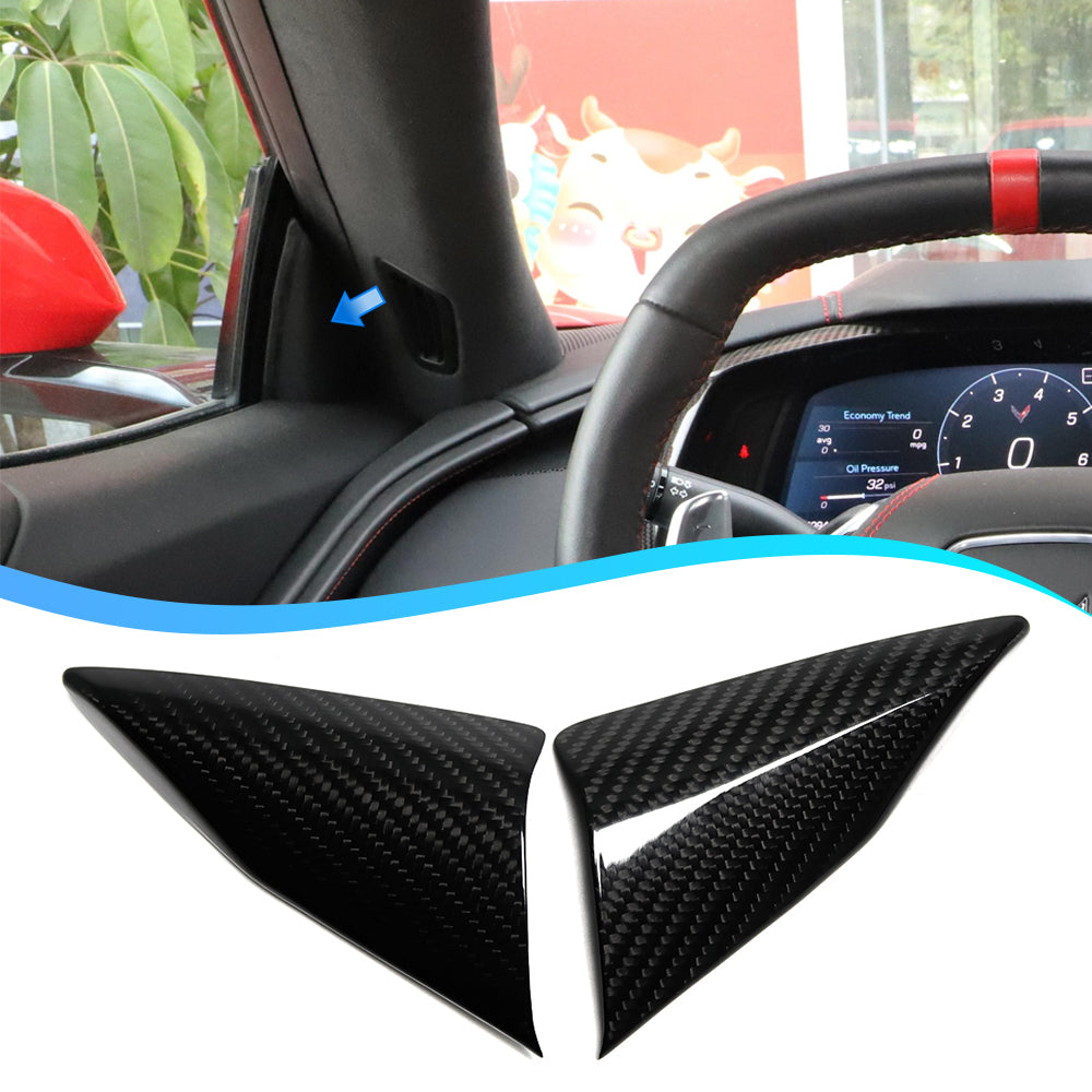 For Corvette C8 Convertible Stingray Z06 Z51 2020-2024 Car Window A Pillar Cover Trim Carbon Fiber Interior Accessories