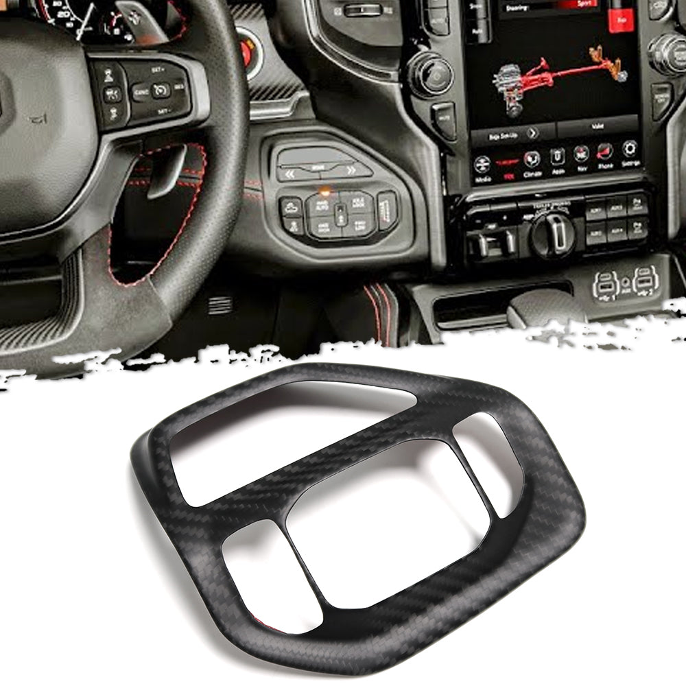 Real Carbon Fiber Driving Mode Button Frame Cover For Dodge Ram 1500 2500 TRX Limited Laramie Rebel 2019-2023