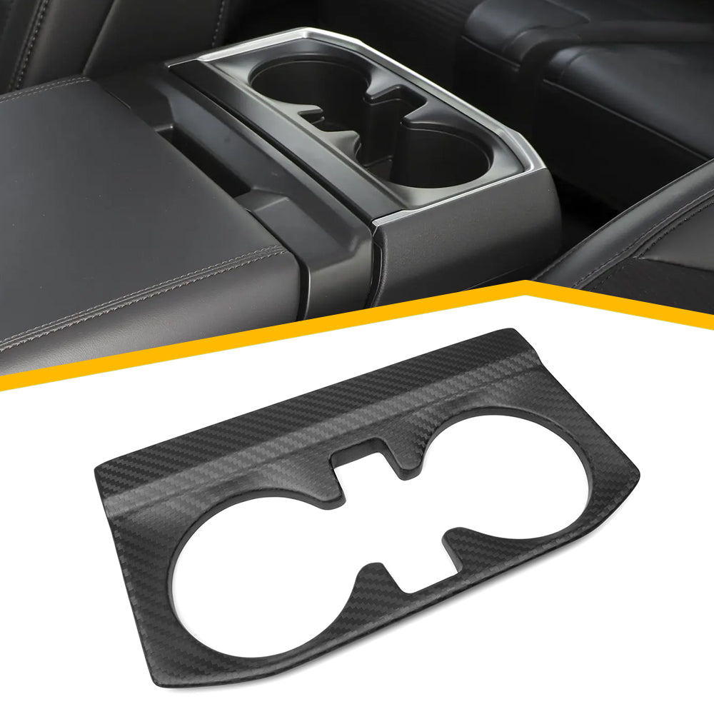 Real Carbon Fiber Rear Cup Holder Frame Cover Interior Accessories For Ford F150 Raptor 2024+