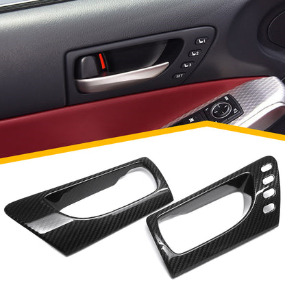 Real Carbon Fiber Front Rear Inner Door Handle Panel Cover Interior Accessories  For Lexus IS300 IS350 IS500 F SPORT 2014-2024