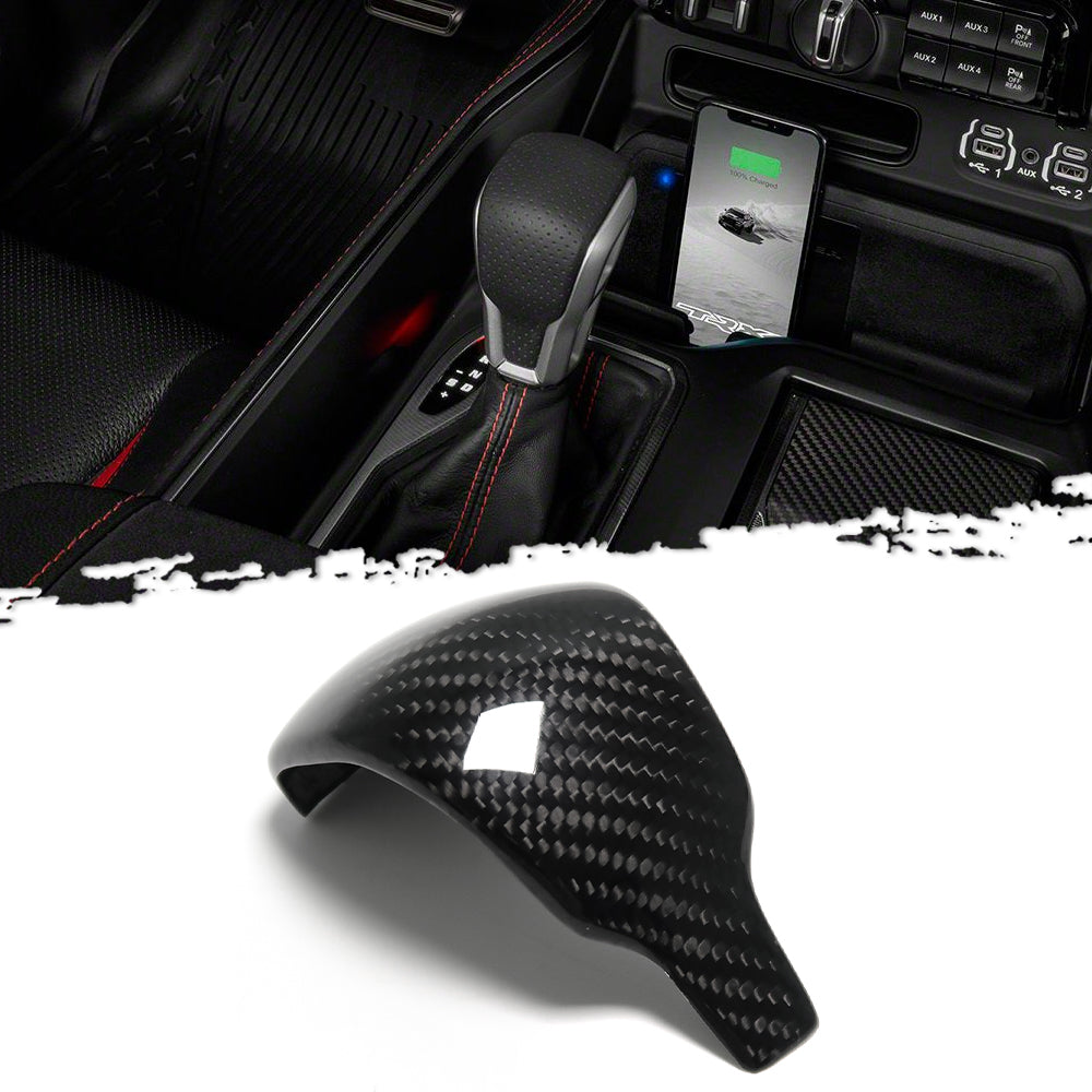 Real Carbon Fiber Gear Shifter Knob Cover Trim For Dodge Ram TRX 1500 2020-2024