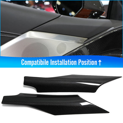 For Corvette C8 3LT Stingray Coupe Convertible Z51 Z06 HTC 2020-2024 Inner Door Armrest Upper Panel Trim Upper Panel Cover Real Carbon Fiber Car Accessories