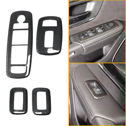 Real Carbon Fiber Window Lift Switch Button Panel Cover Accessories For Dodge Ram 1500 TRX Limited Laramie Rebel 2019-2023