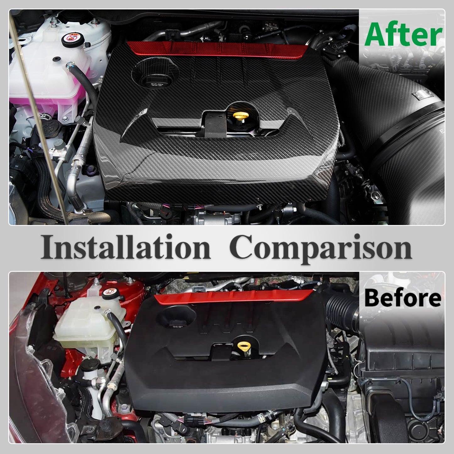 Dry Carbon Fiber Engine Cover Trim For Toyota GR Yaris Corolla 2025 2026, Replacement Front Hood