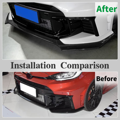 Dry Carbon Fiber Front Lip for Toyota GR Yaris Hatchback 2025 2026, Exterior Trim, 3PCS Air Dam Lower Chin Spoiler