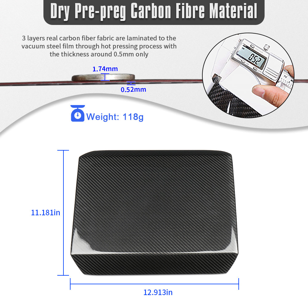 Real Carbon Fiber Center Console Armrest Cover Trim For Tesla Cybertruck 2024 2025