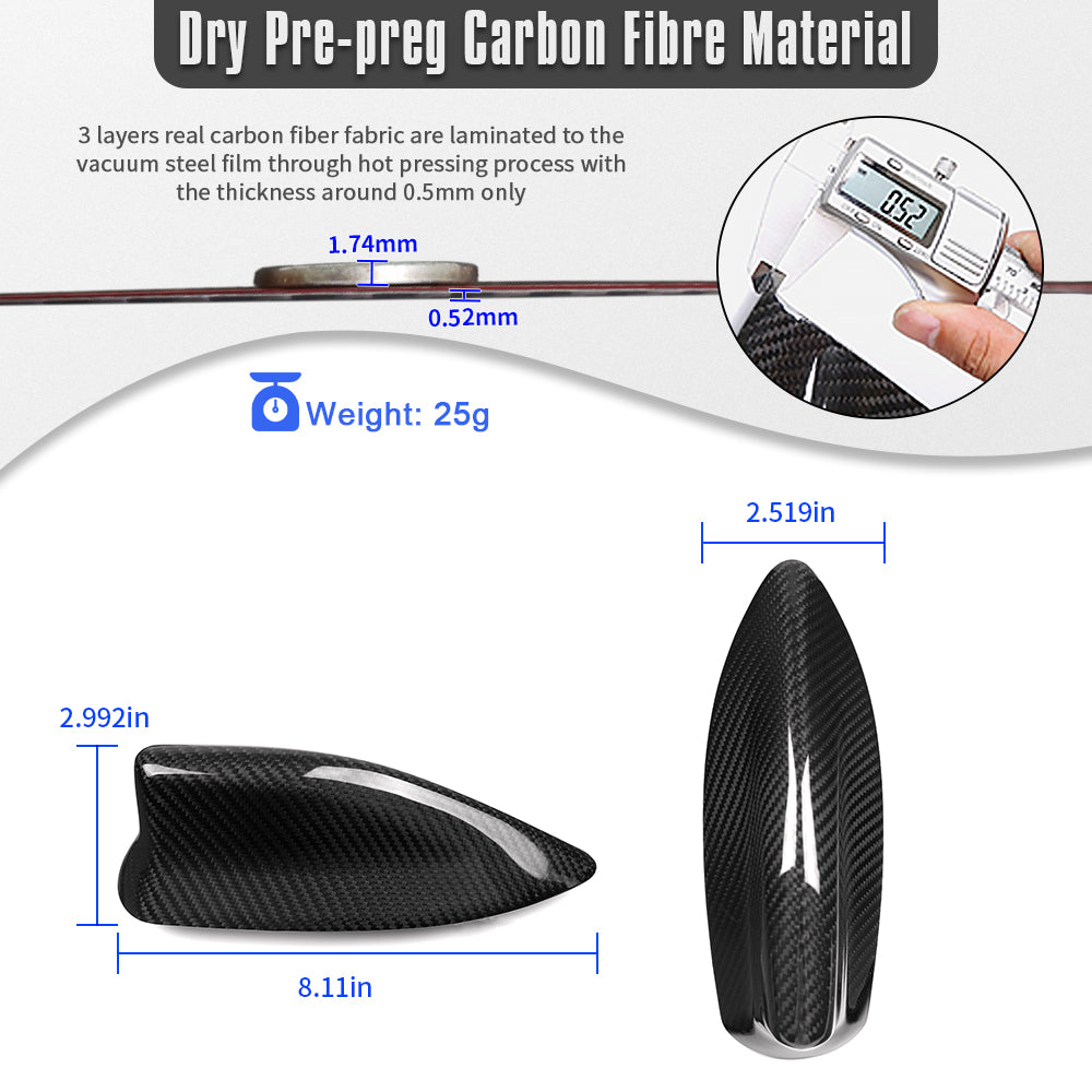 Real Dry Carbon Fiber Shark Fin Antenna Protective Cover for Toyota GR Corolla GZEA14 Morizo Circuit Core 2023 2024 2025 2026, Exterior Trim