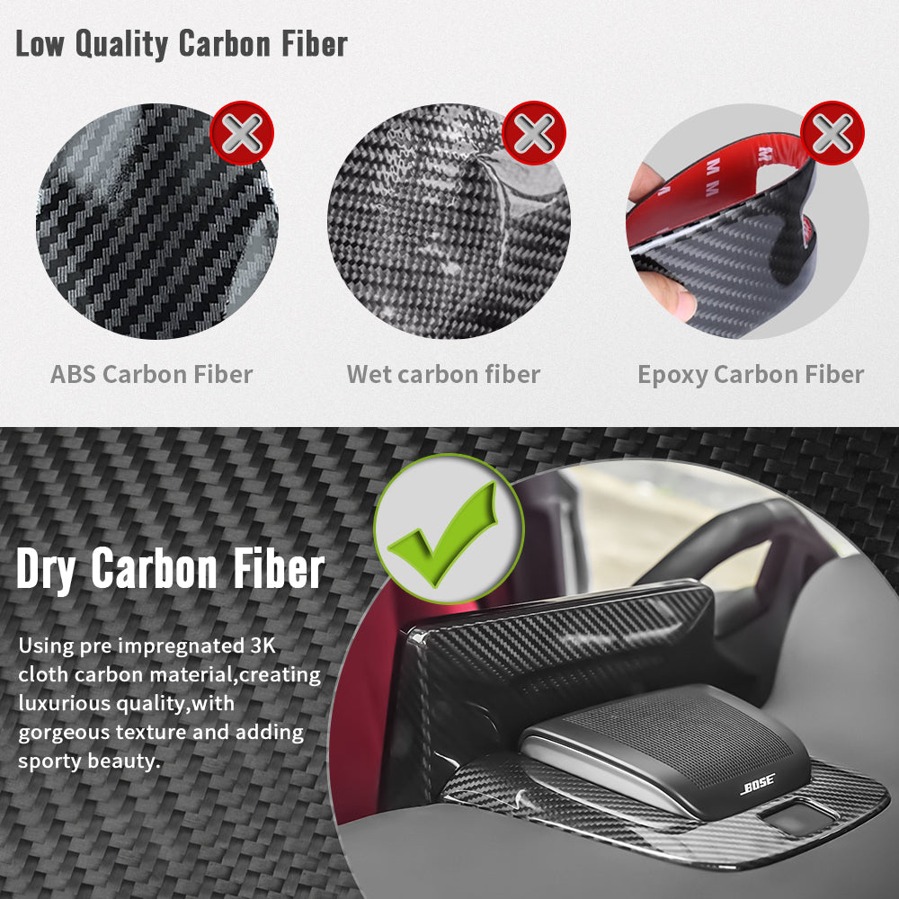 for Civic Type R FL5 2023-2026 Dry Carbon Fiber Navigation Screen Back Trim & Speaker Sound Surround Cover