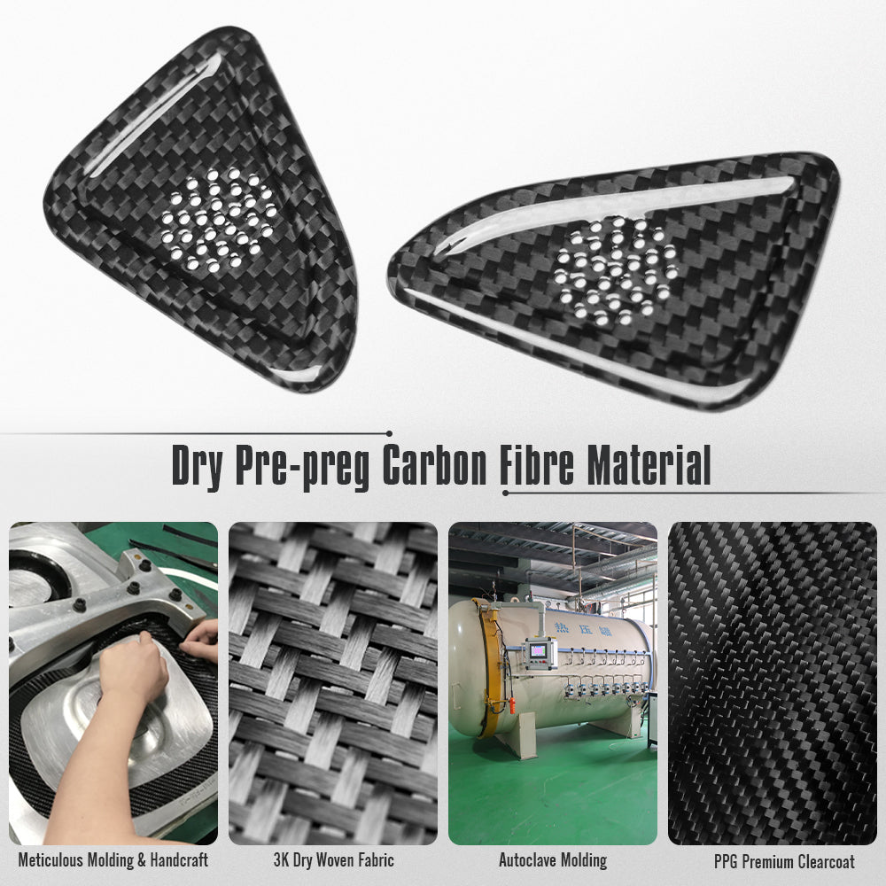 For Corvette C8 Z06 Stingray 2020+ Door Tweeter Speaker Trim Pre-Preg Carbon Fiber Side Door Small Speaker Panel