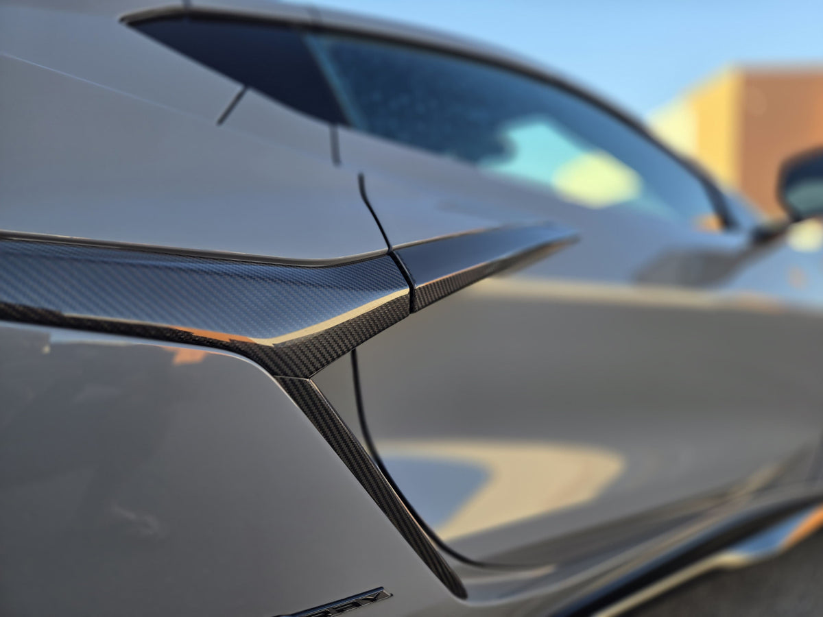 Dry Carbon Fiber Side Door Handle Spoiler Trims For Corvette C8 Z06 2020-2025,  Carbon Sticker
