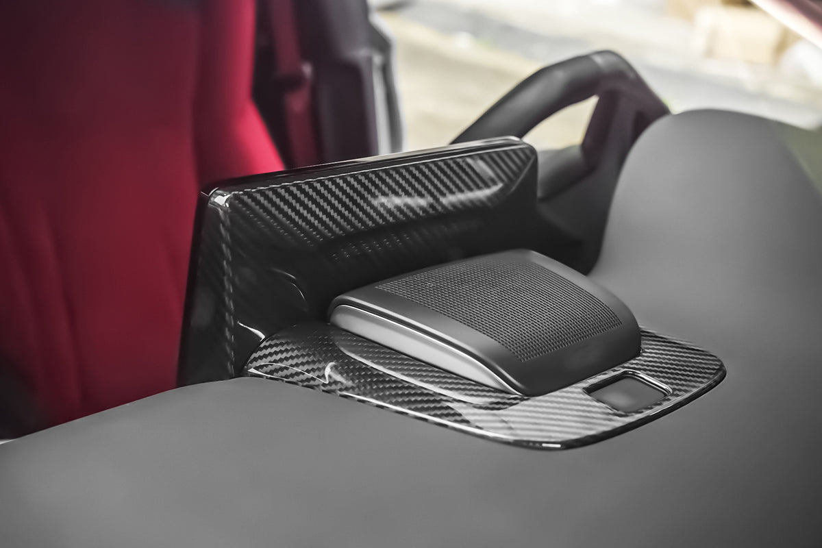 for Civic Type R FL5 2023-2026 Dry Carbon Fiber Navigation Screen Back Trim & Speaker Sound Surround Cover