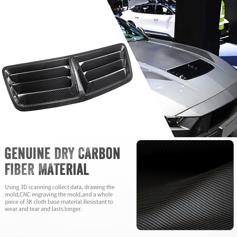 For Mustang S650 GT Dark horse Hood Bonnet Air Intake Vent Scoop Replacement Real Carbon Fiber