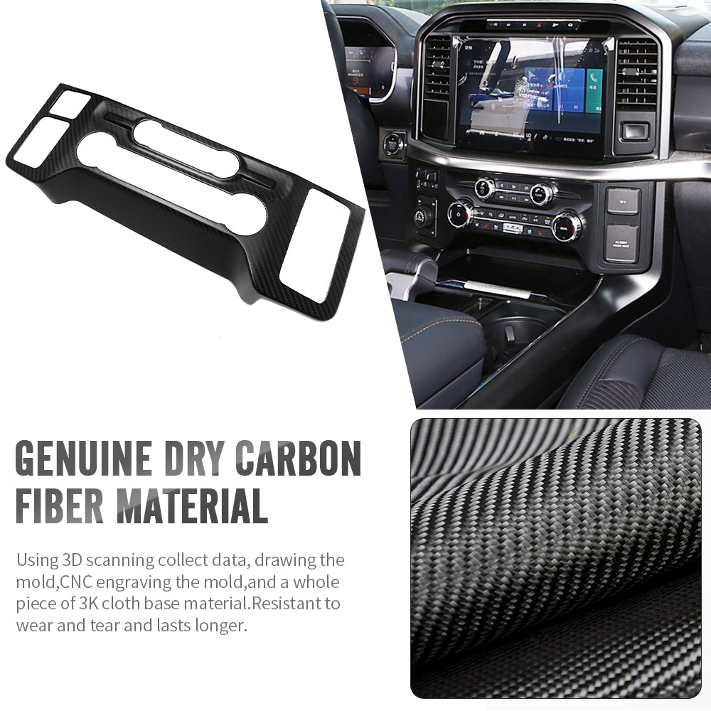 For Ford F-150 F150 Raptor R Lariat 2021-2023 Console Air Conditioner Button Panel Cover Carbon Fiber Accessories